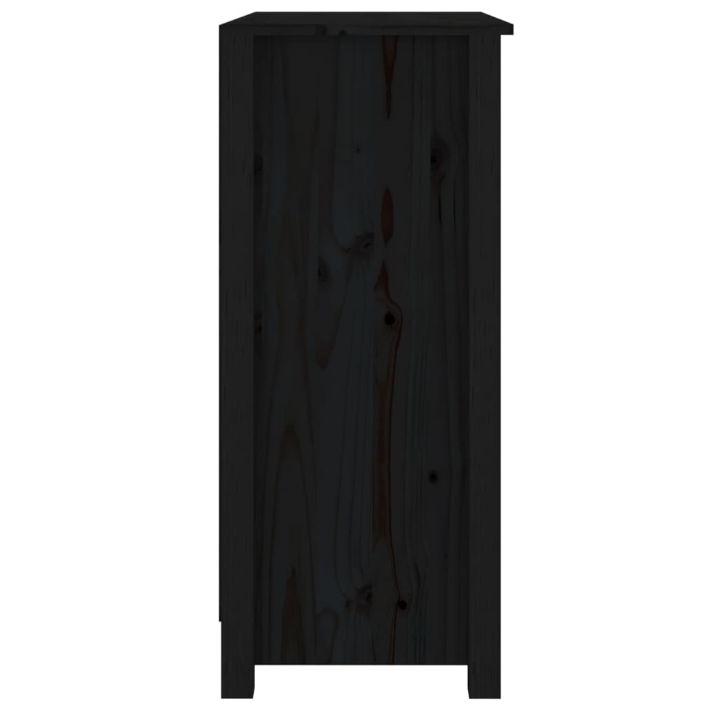 vidaXL Sideboard Black 27.6"x13.8"x31.5" Solid Wood Pine