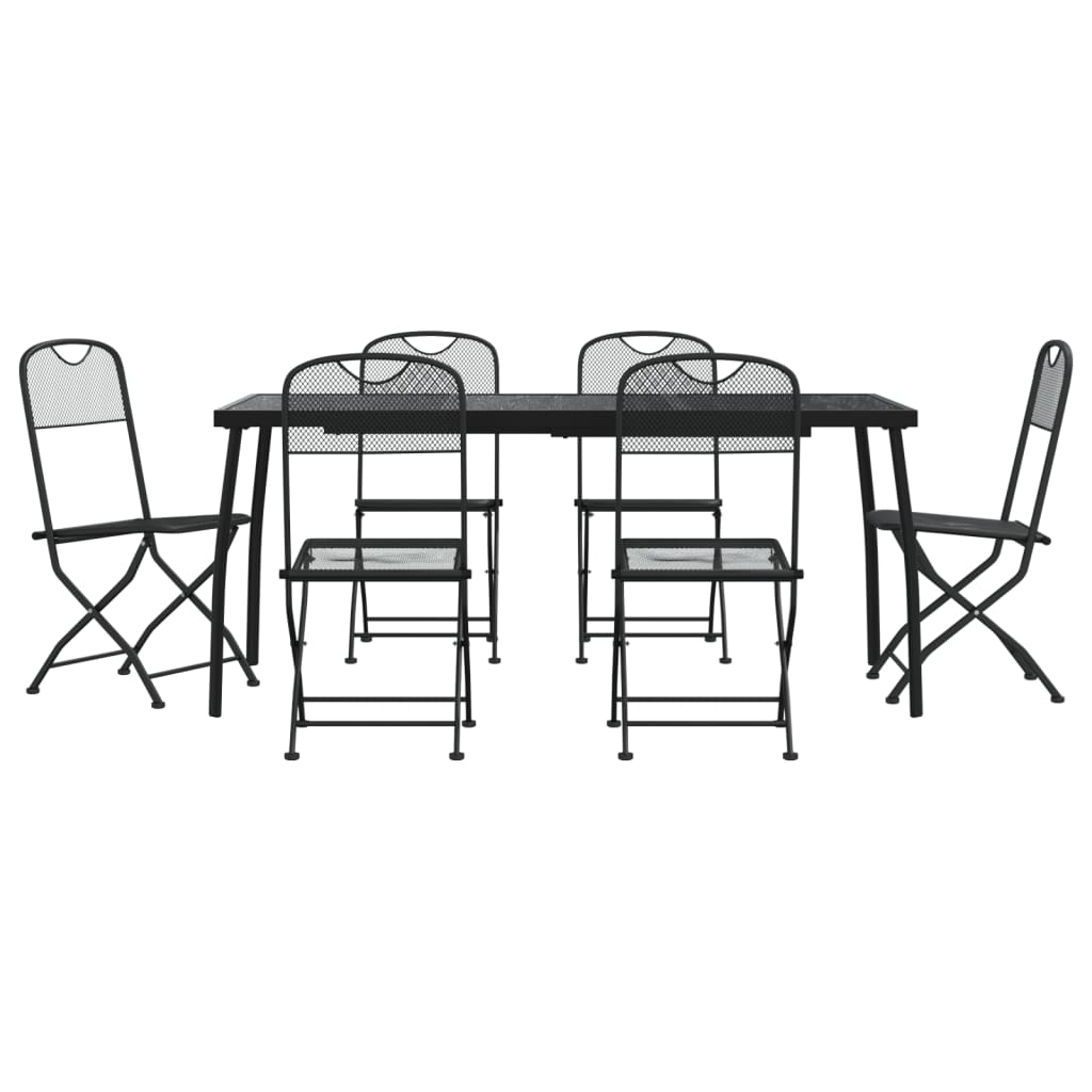 vidaXL 7 Piece Patio Dining Set Anthracite Metal Mesh