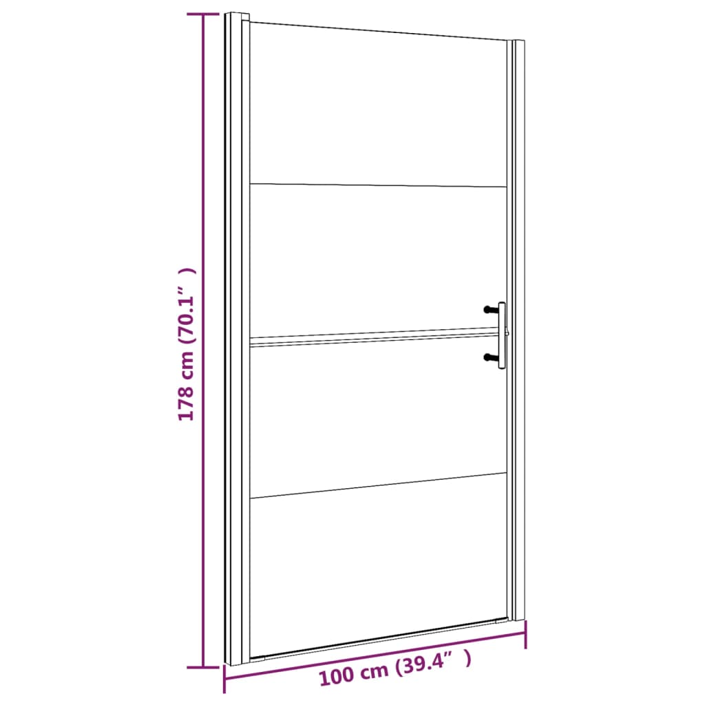 vidaXL Shower Door 39.4"x70.1" Half Frosted Tempered Glass Black