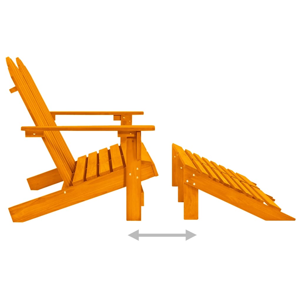 vidaXL 2-Seater Patio Adirondack Chair&Ottoman Fir Wood Orange