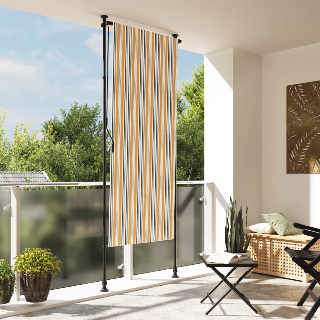 vidaXL Outdoor Roller Blind Yellow and White 47.2"x106.3" Fabric&Steel