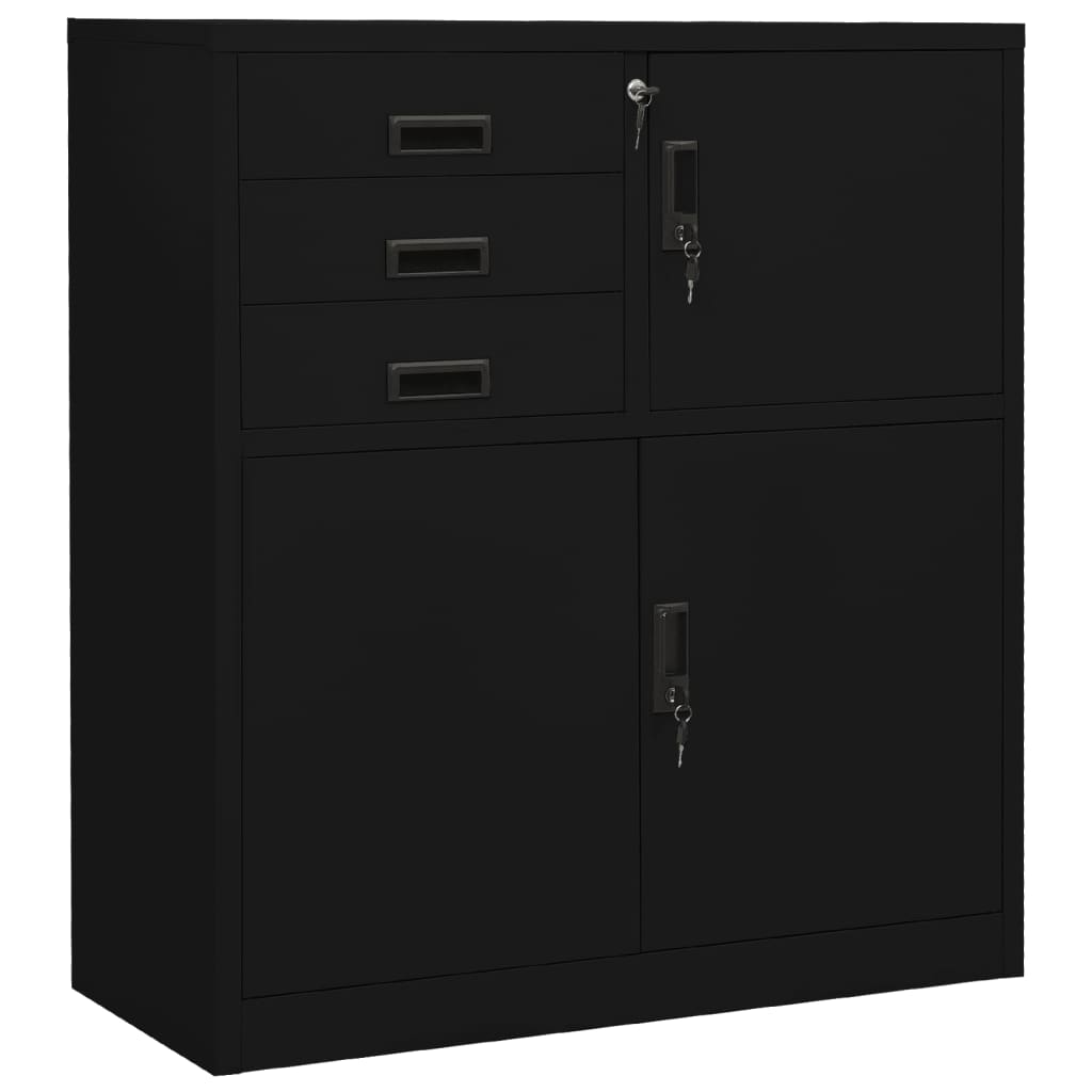 vidaXL Office Cabinet Black 35.4"x15.7"x40.2" Steel