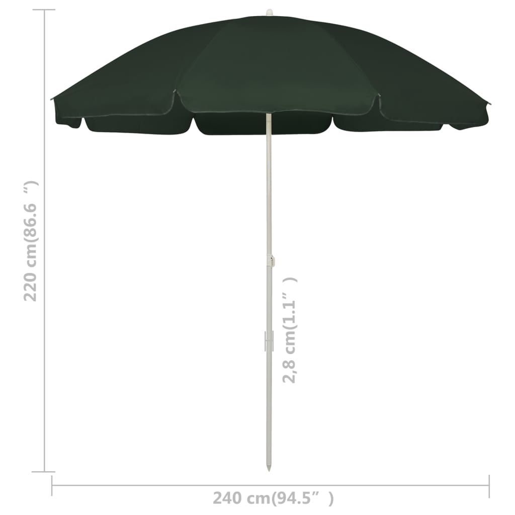vidaXL Beach Umbrella Green 94.5"