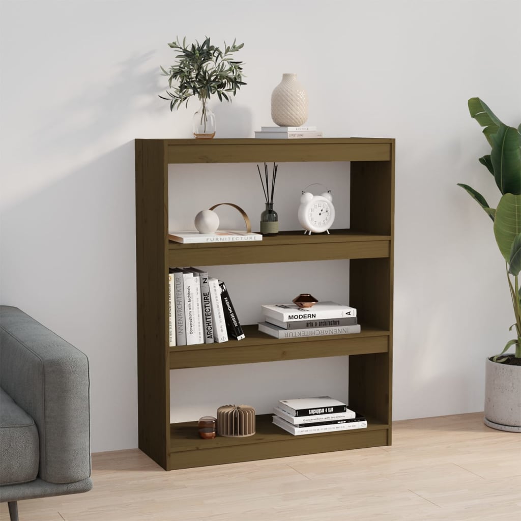 vidaXL Book Cabinet/Room Divider Honey Brown 31.5"x11.8"x40.7" Wood Pine