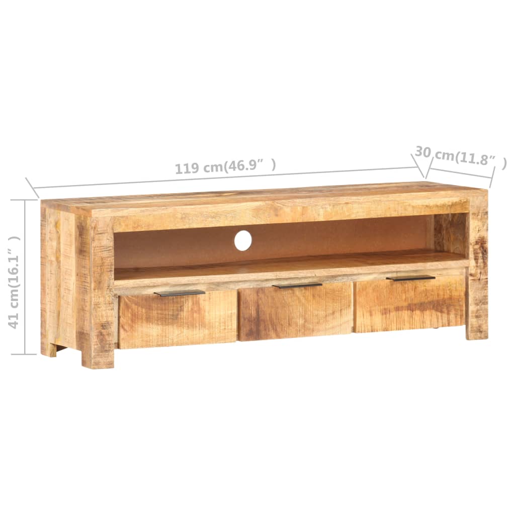 vidaXL TV Stand 46.9"x11.8"x16.1" Rough Mango Wood