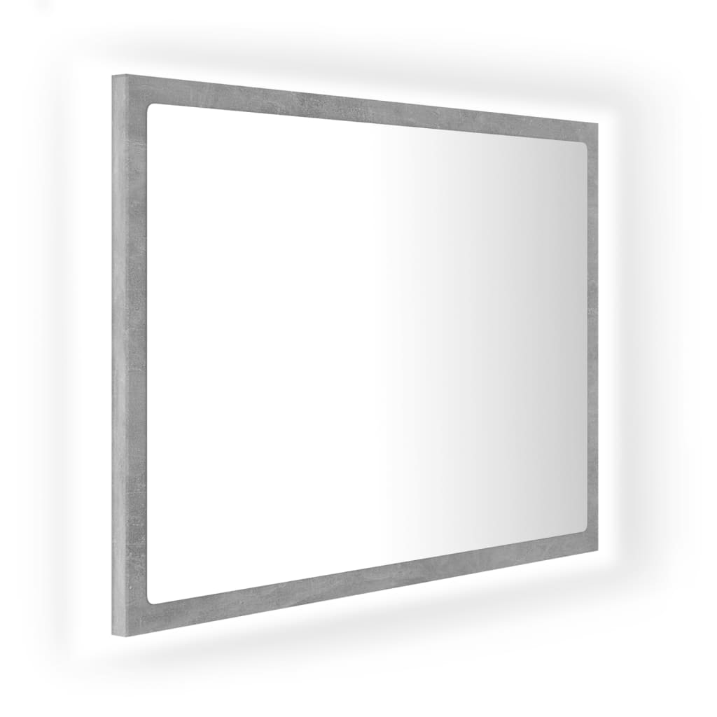 vidaXL LED Bathroom Mirror Concrete Gray 23.6"x3.3"x14.6" Acrylic