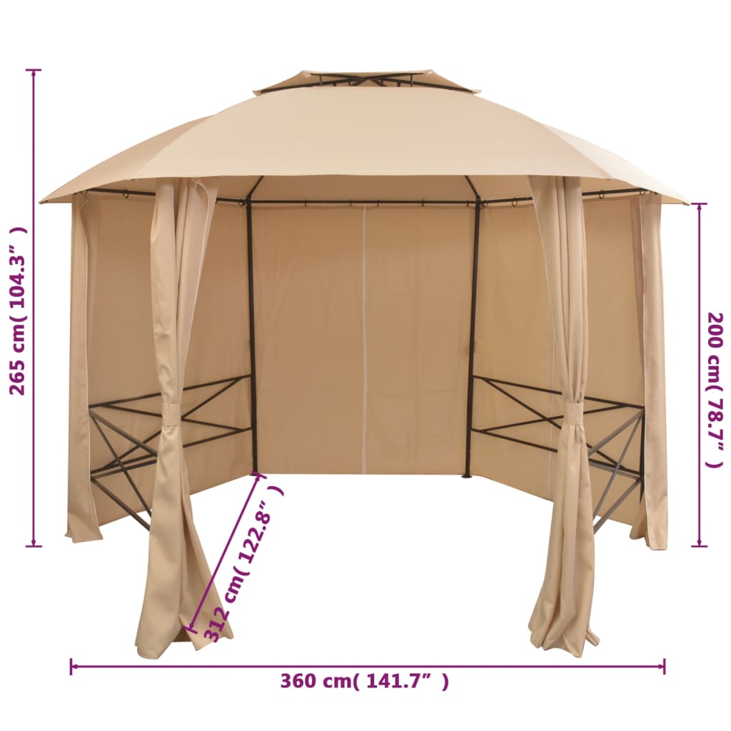 vidaXL Garden Marquee Pavilion Tent with Curtains 11' 9"x8' 8"