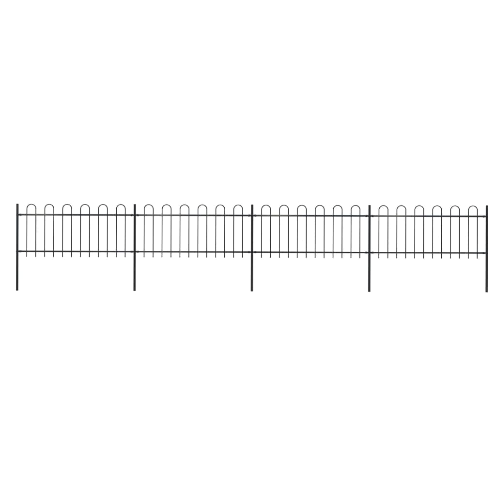 vidaXL Garden Fence with Hoop Top Steel 22.3ft Black