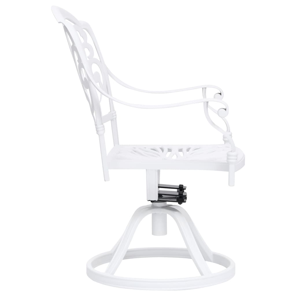 vidaXL Swivel Patio Chairs 2 pcs Cast Aluminum White