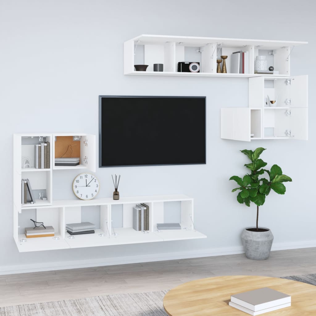 vidaXL Wall-mounted TV Stand White Engineered Wood