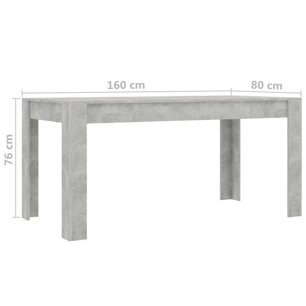 vidaXL Dining Table Concrete Gray 63"x31.5"x29.9" Engineered Wood