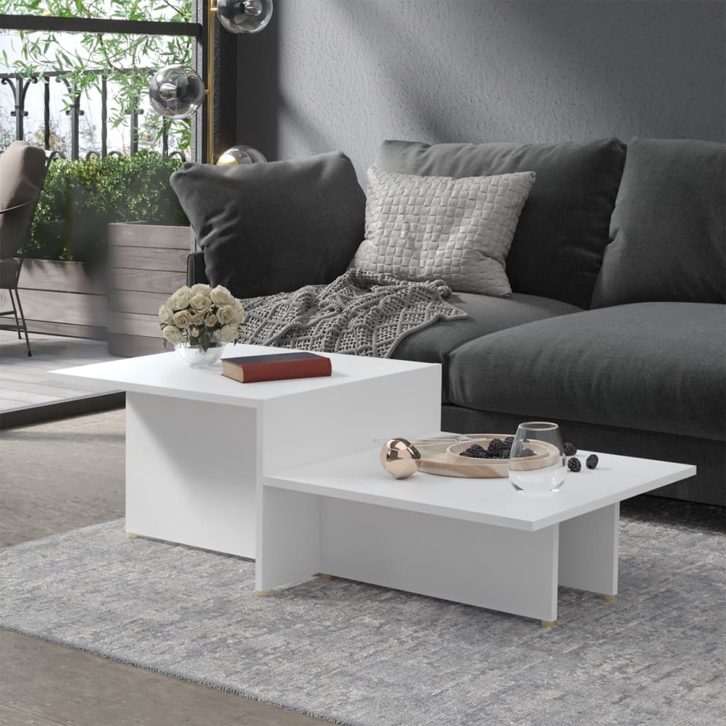 vidaXL Coffee Table White 43.9"x19.7"x13" Engineered Wood