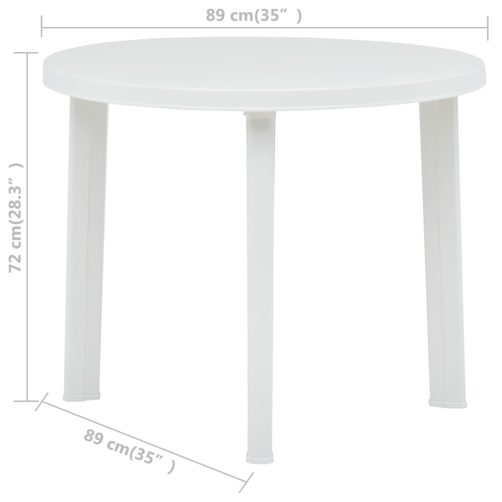 vidaXL Patio Table White 35" Plastic