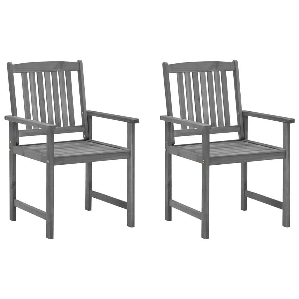vidaXL Patio Chairs with Cushions 2 pcs Gray Solid Acacia Wood