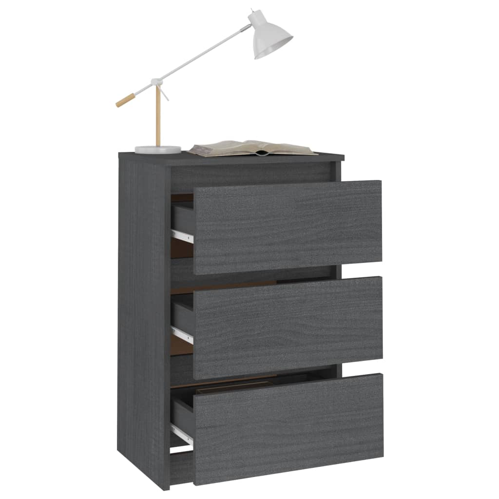 vidaXL Bedside Cabinets 2 pcs Gray 15.7"x11.6"x25.2" Solid Wood Pine