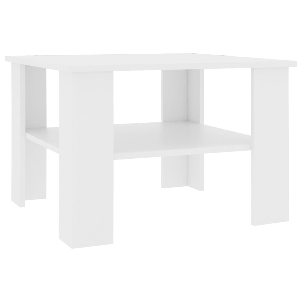 vidaXL Coffee Table White 23.6"x23.6"x16.5" Chipboard