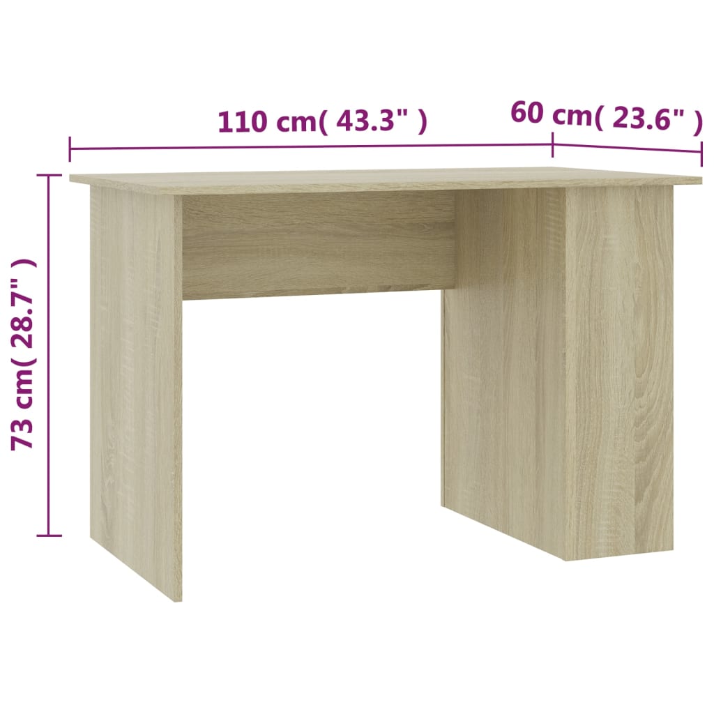 vidaXL Desk Sonoma Oak 43.3"x23.6"x28.7" Engineered Wood