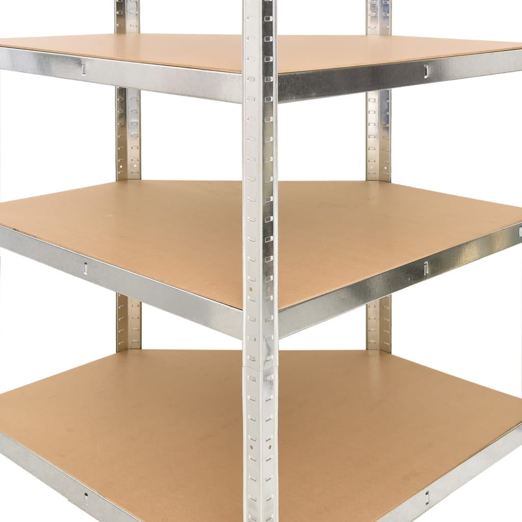 vidaXL 5-Layer Heavy-duty Shelves 3 pcs Silver Steel&Engineered Wood