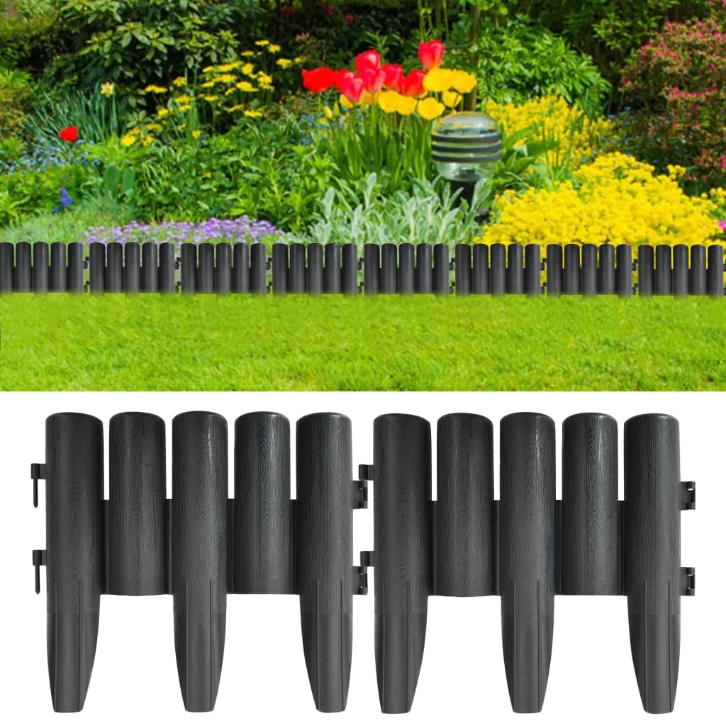 vidaXL Lawn Edgings 36 pcs Anthracite 32.8' PP