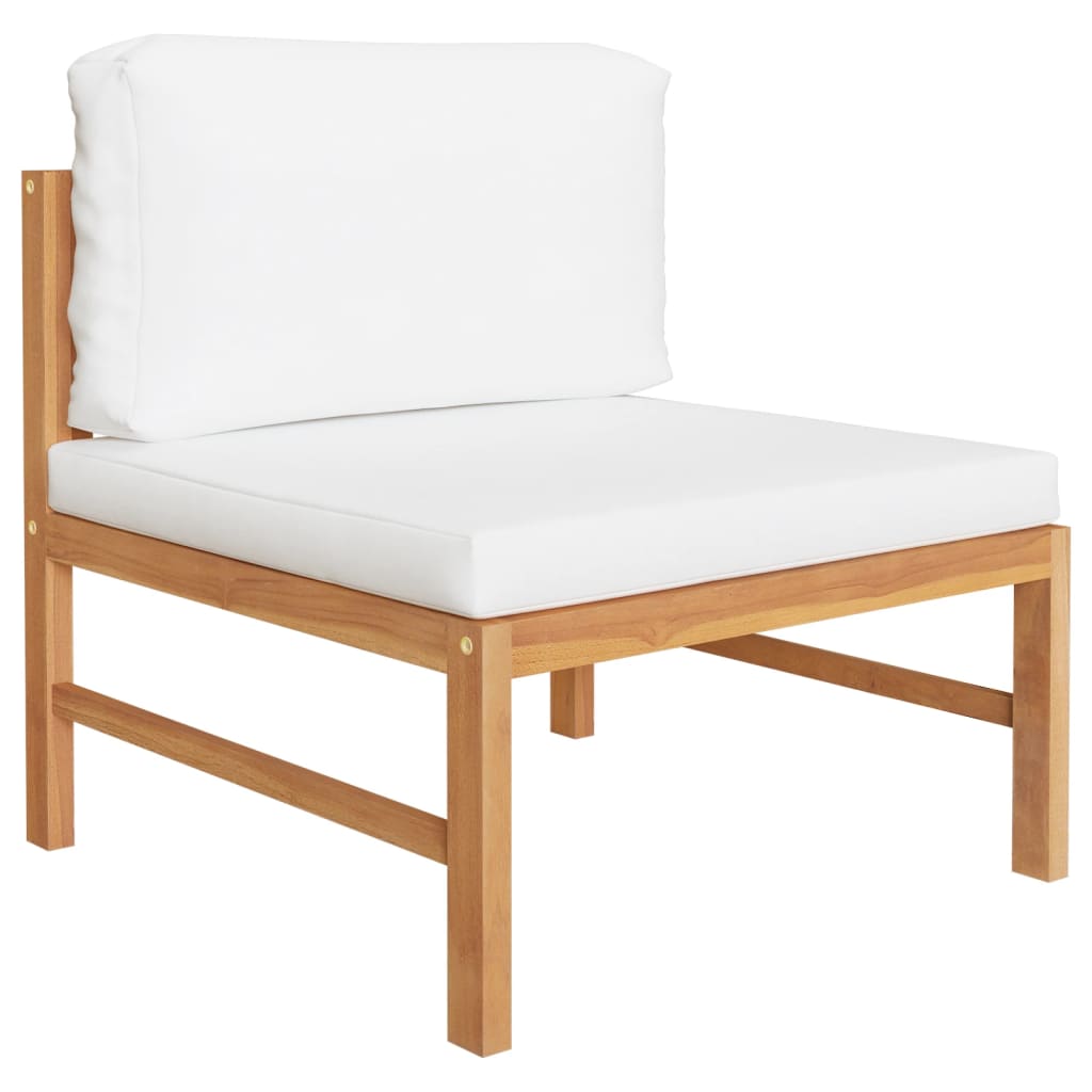 vidaXL 3 Piece Patio Lounge Set with Cream Cushions Teak Wood