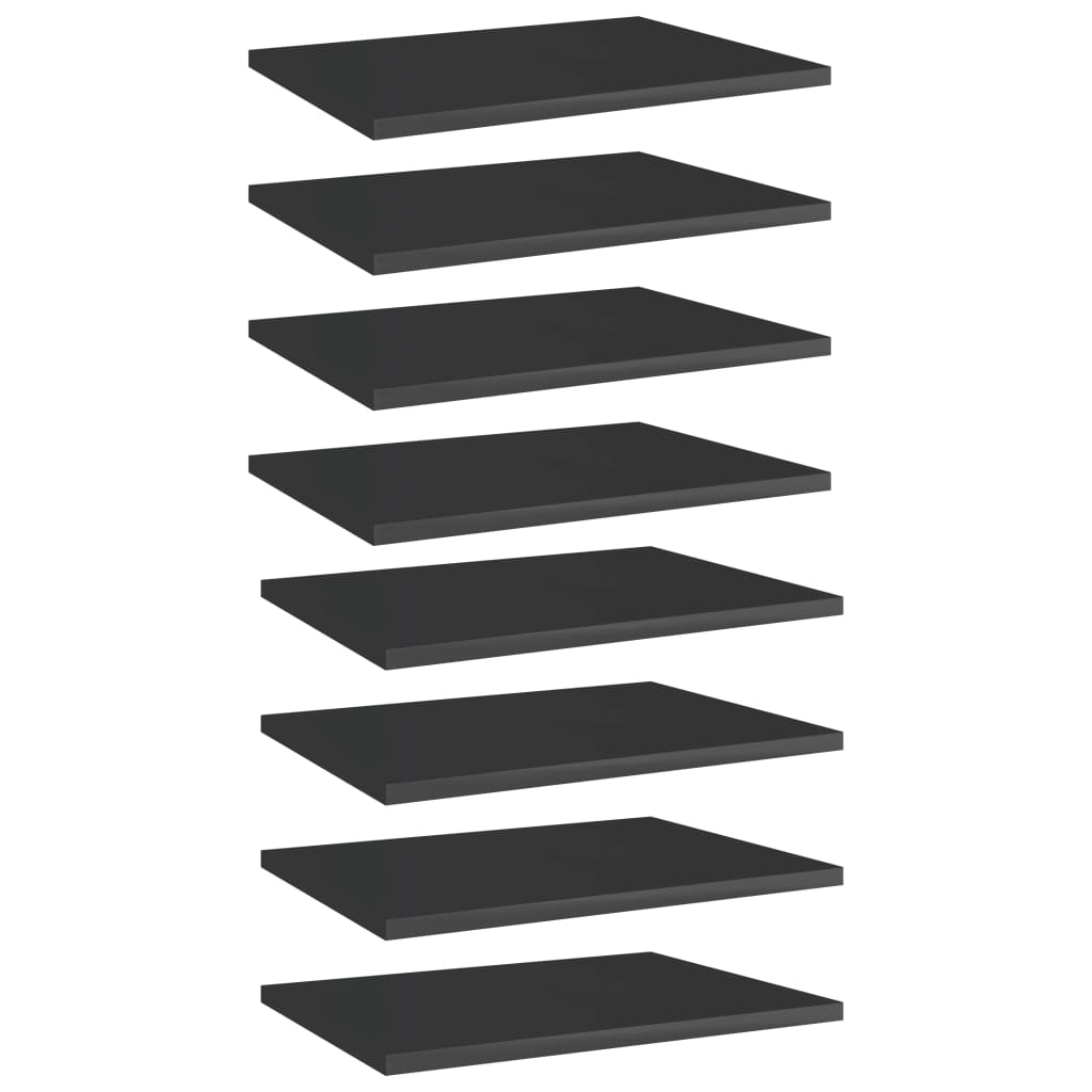 vidaXL Bookshelf Boards 8 pcs High Gloss Black 15.7"x11.8"x0.6" Engineered Wood