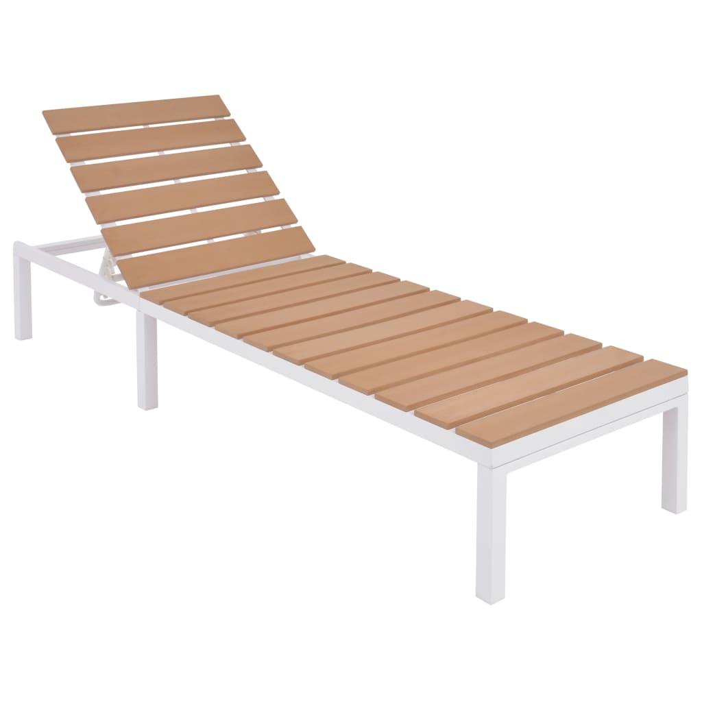 vidaXL Sun Lounger with Table Aluminum WPC and Brown
