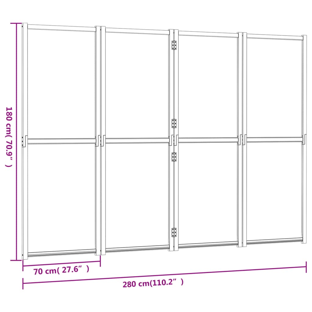 vidaXL 4-Panel Room Divider Black 110.2"x70.9"
