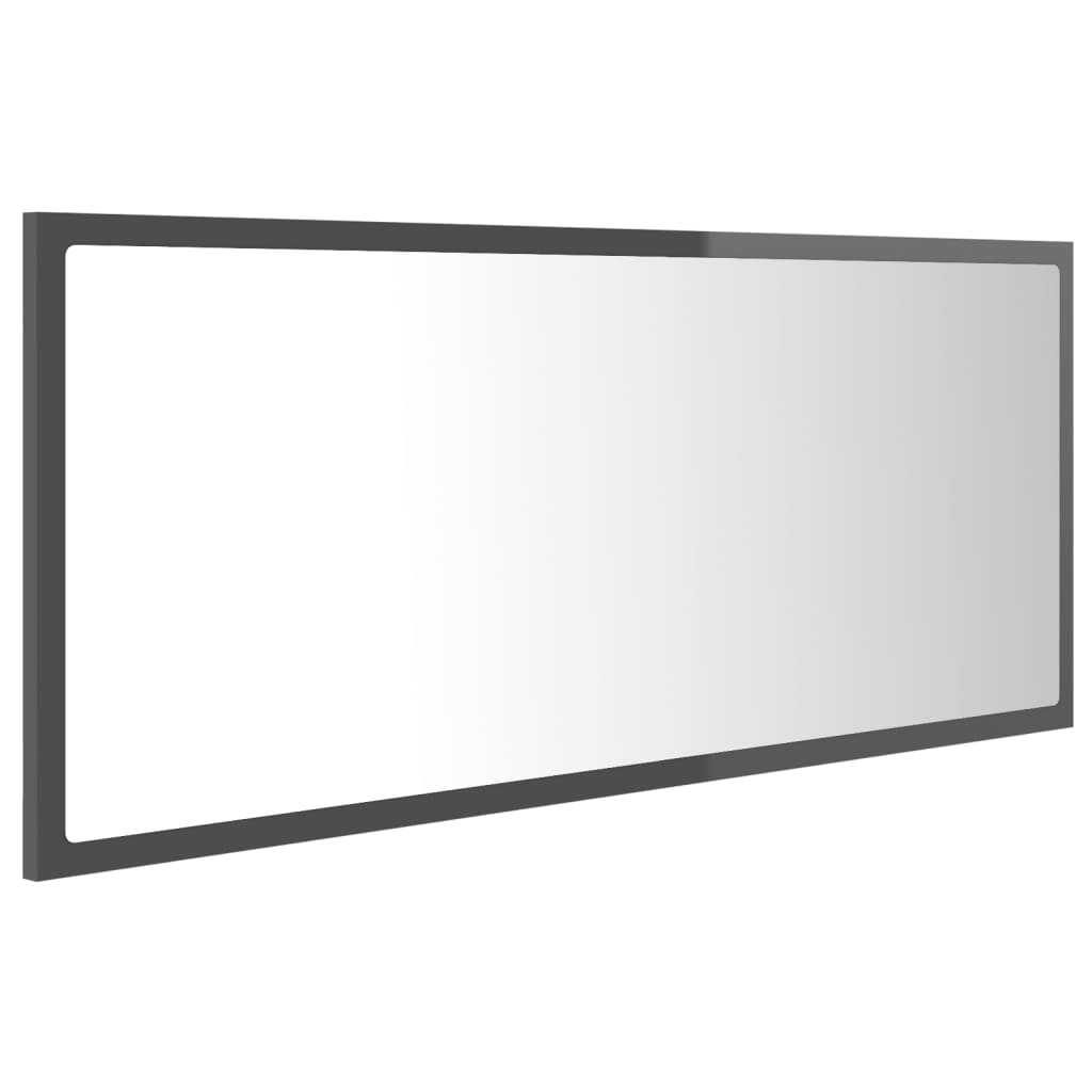 vidaXL LED Bathroom Mirror High Gloss Gray 39.4"x3.3"x14.6" Acrylic