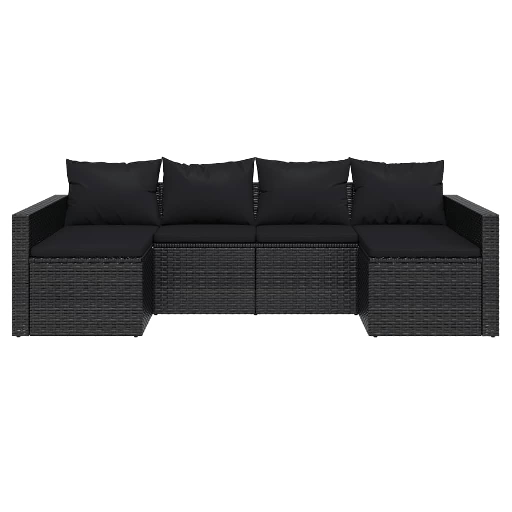 vidaXL 2 Piece Patio Lounge Set with Cushions Black Poly Rattan