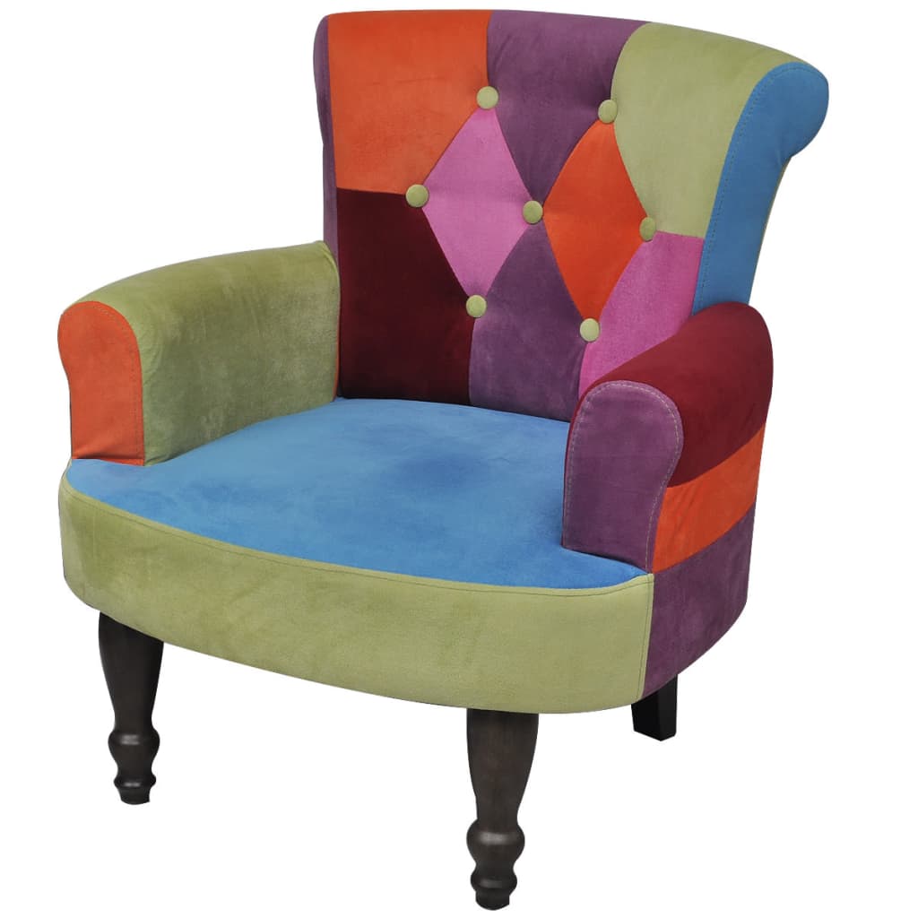 Patchwork French Style Chair with Armrests