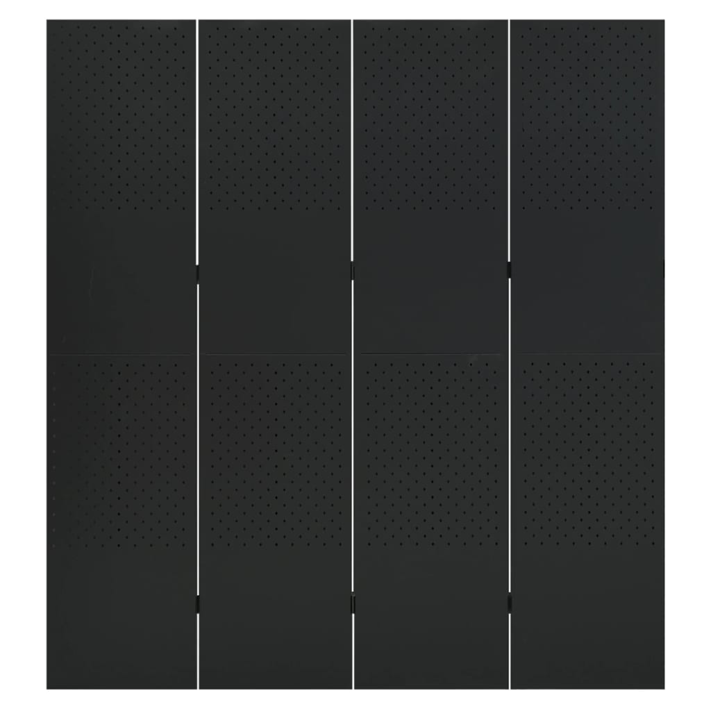 vidaXL 4-Panel Room Dividers 2 pcs Black 63"x70.9" Steel