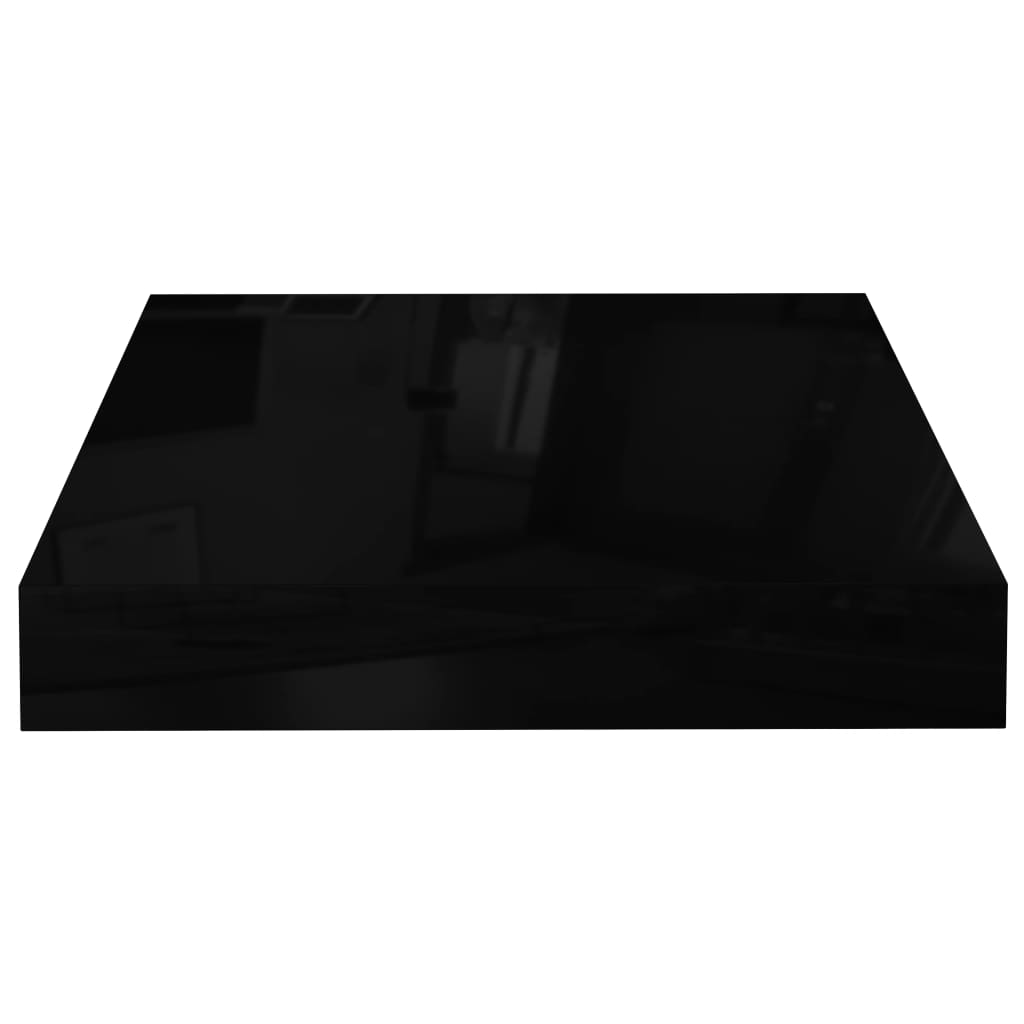 vidaXL Floating Wall Shelves 2 pcs High Gloss Black 9.1"x9.3"x1.5" MDF