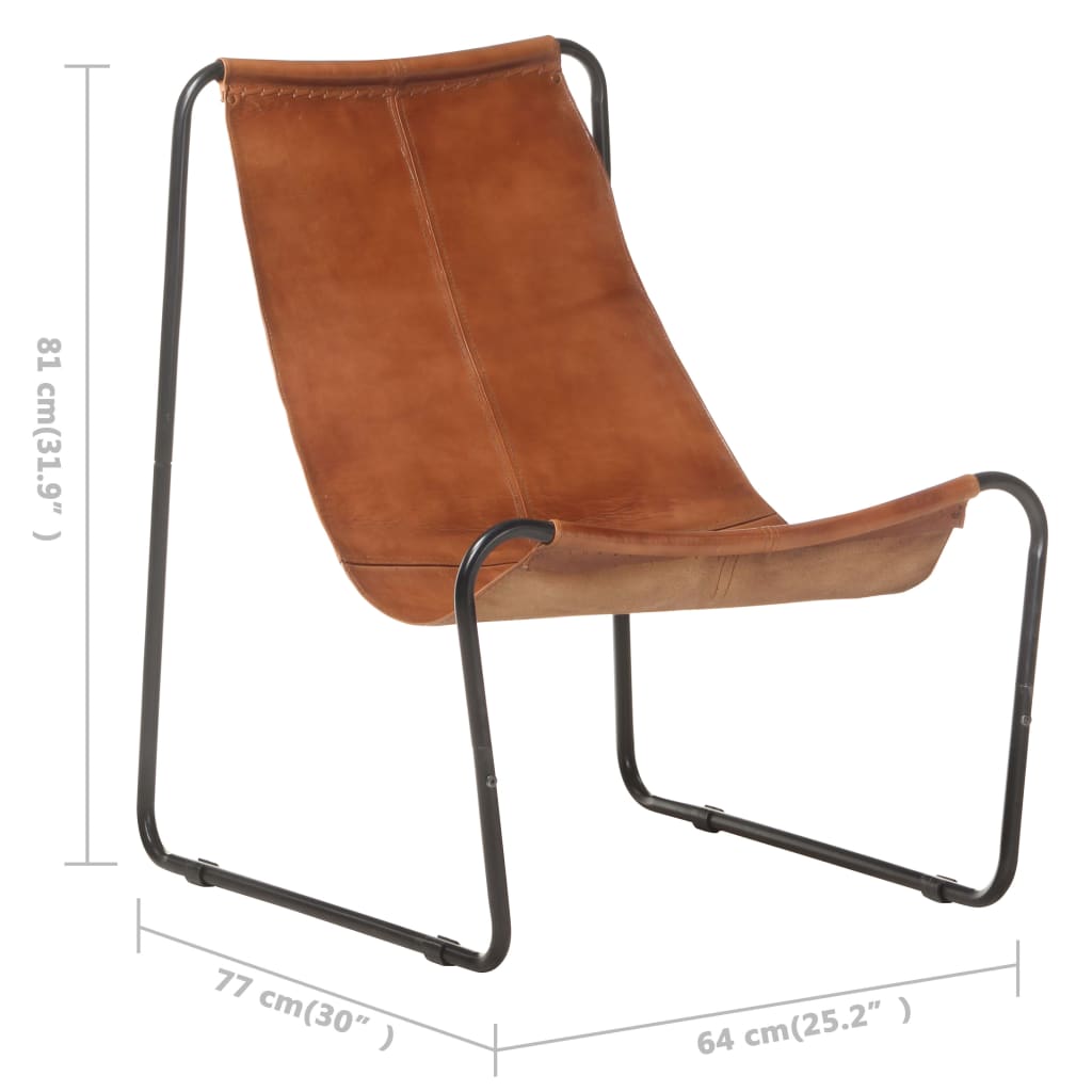 vidaXL Relaxing Chair Brown Real Leather