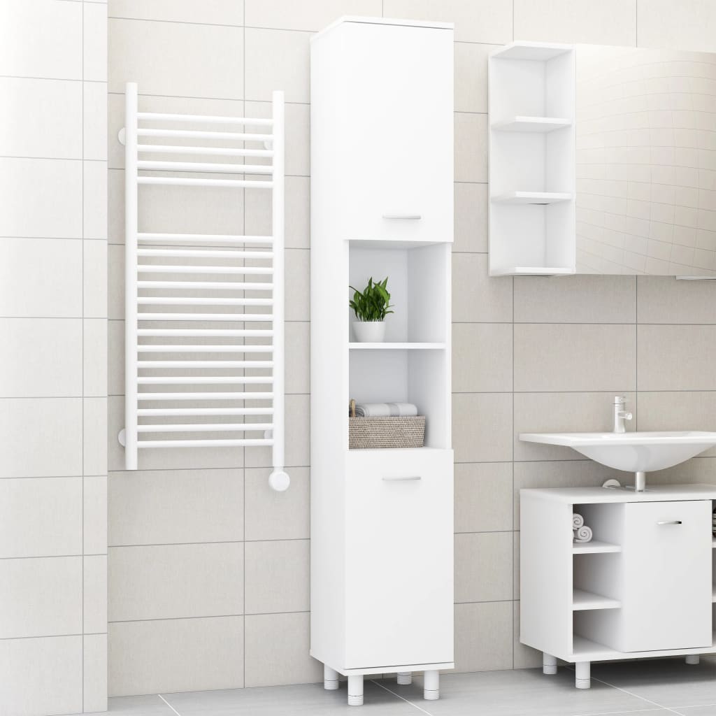 vidaXL Bathroom Cabinet White 11.8"x11.8"x70.5" Engineered Wood