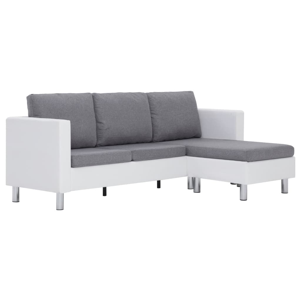 vidaXL 3-Seater Sofa with Cushions White Faux Leather