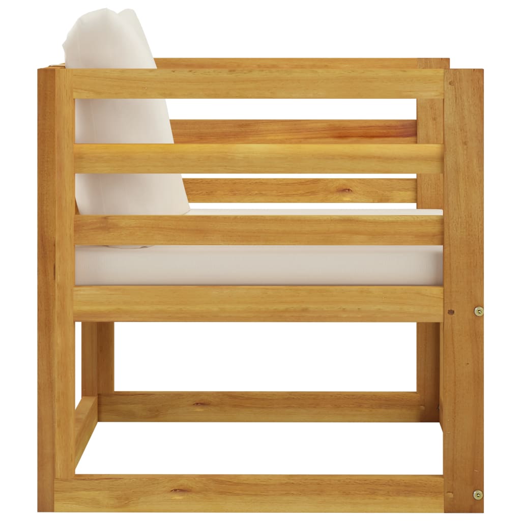 vidaXL Patio Chair with Cream Cushions Solid Acacia Wood