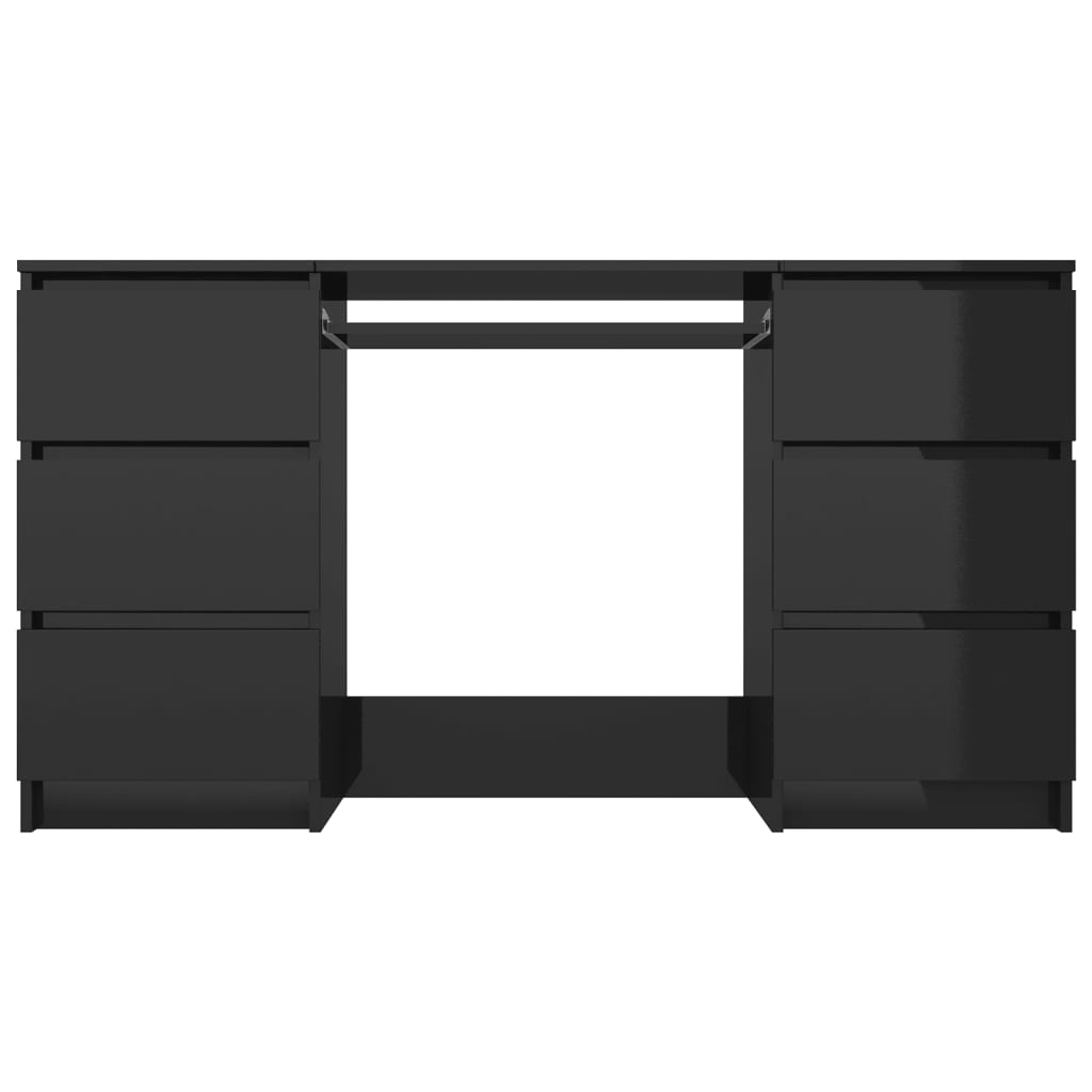 vidaXL Writing Desk High Gloss Black 55.1"x19.7"x30.3" Chipboard
