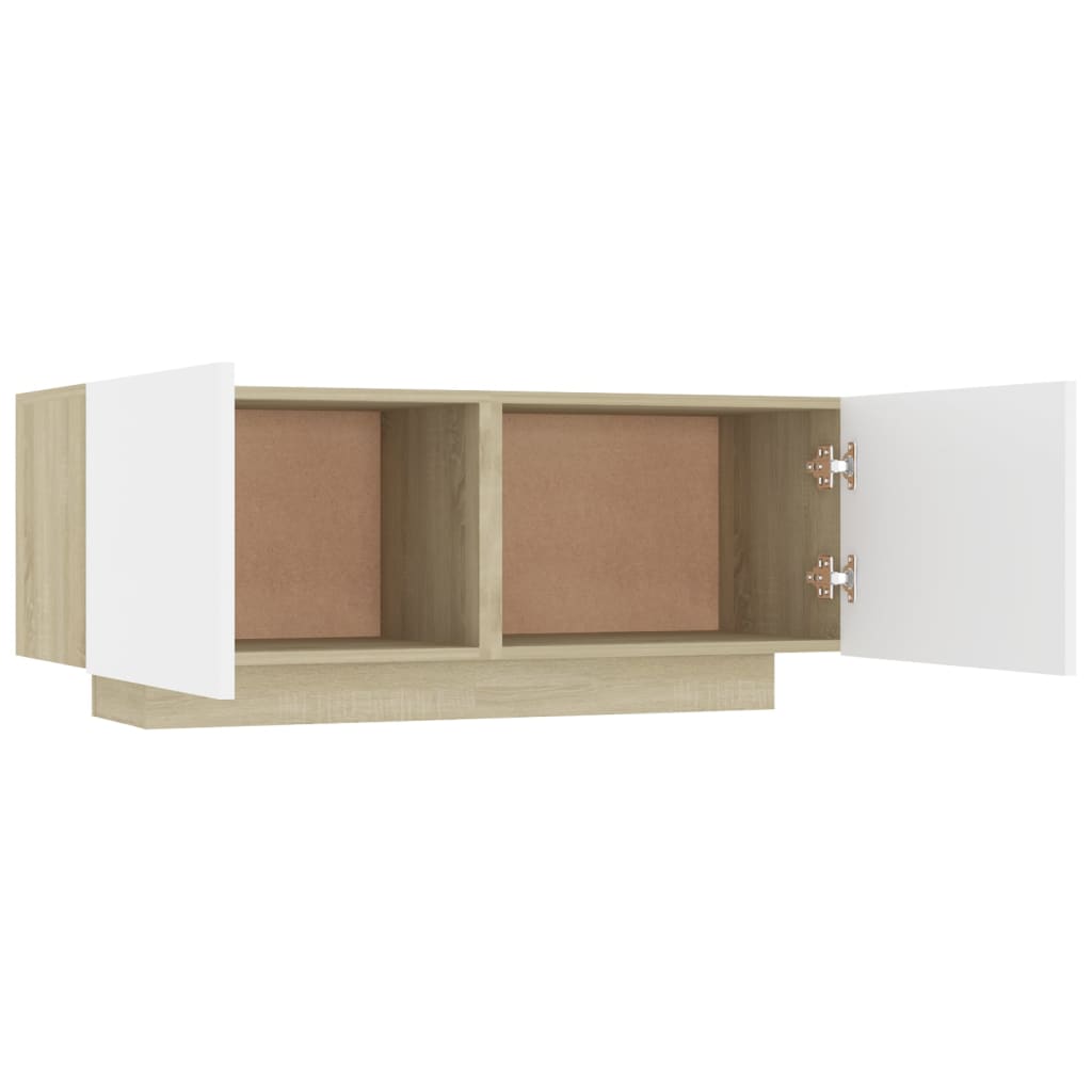 vidaXL Bedside Cabinet White and Sonoma Oak 39.4"x13.8"x15.7" Engineered Wood