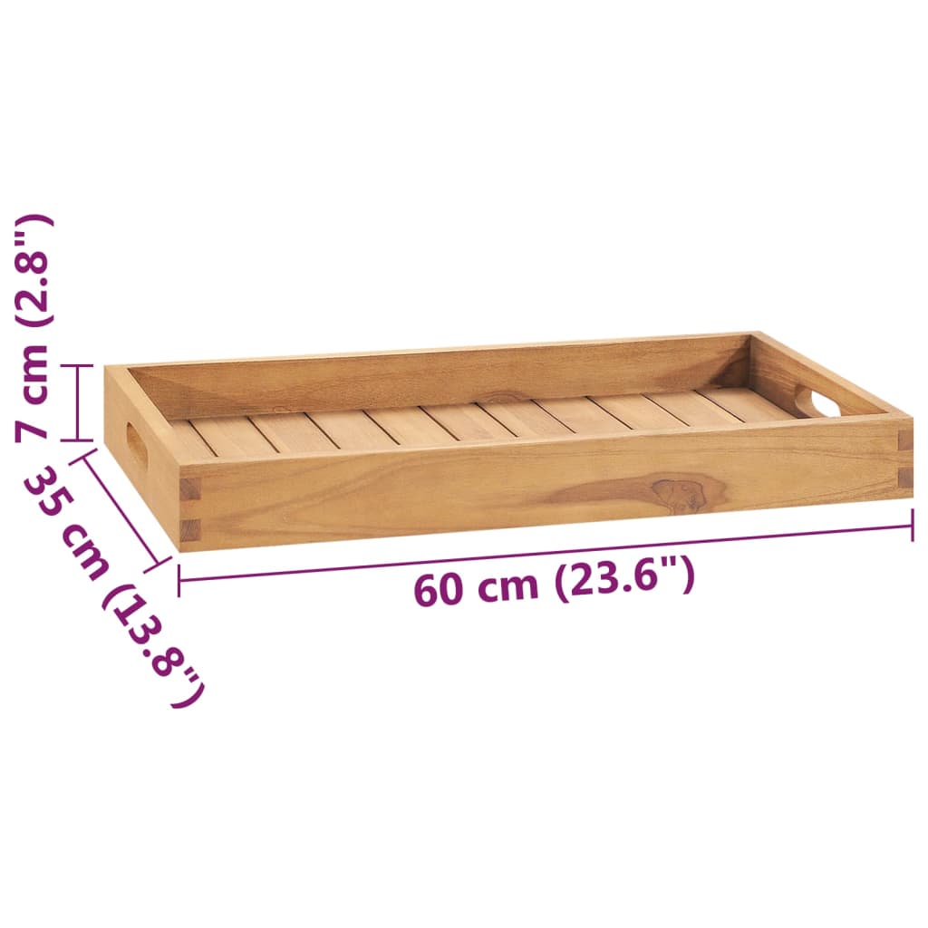 vidaXL Serving Tray 23.6"x13.8" Solid Wood Teak