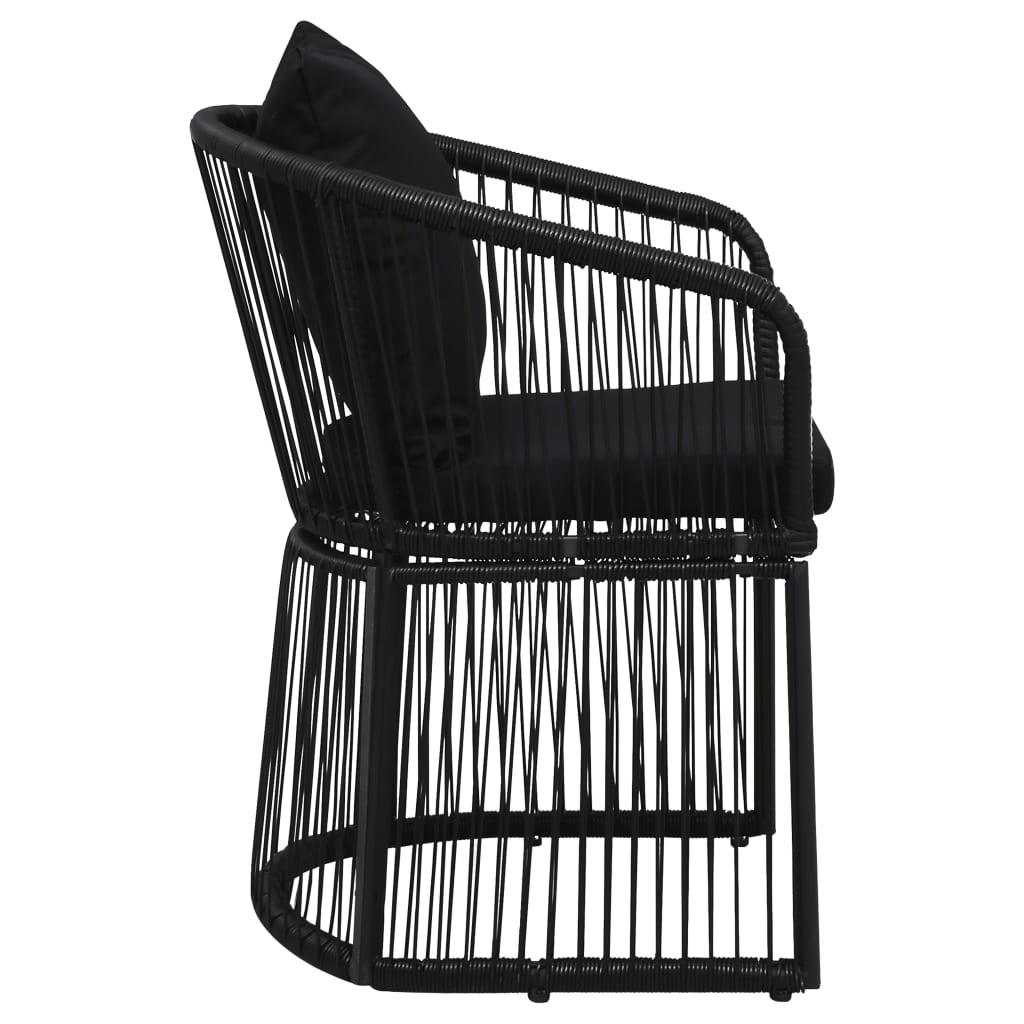 vidaXL Patio Chairs 2 pcs with Cushions and Pillows PVC Rattan Black