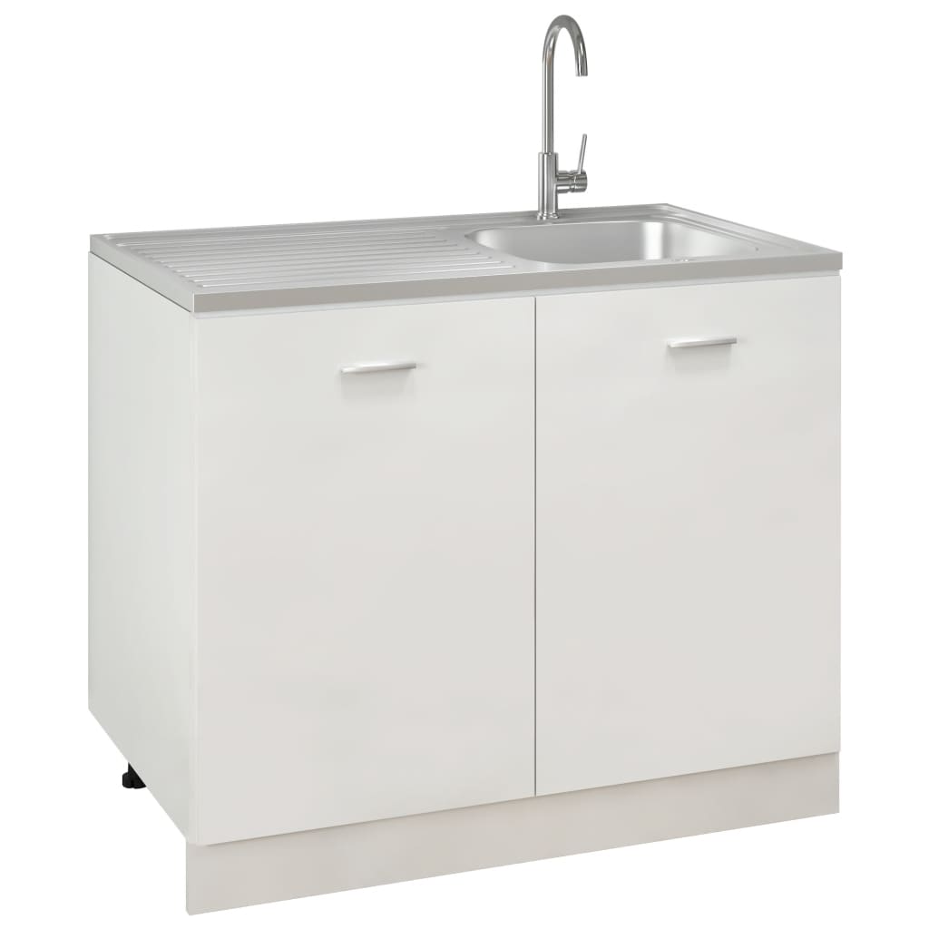 vidaXL Kitchen Sink with Drainer Set Silver 39.4"x23.6"x6.1" Stainless Steel
