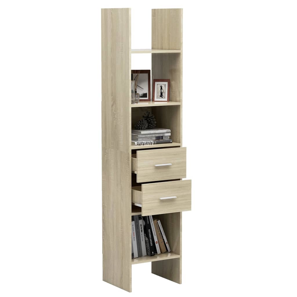 vidaXL Book Cabinet Sonoma Oak 15.7"x13.8"x70.9" Engineered Wood