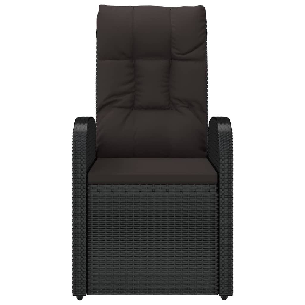 vidaXL Reclining Patio Chairs 2 pcs with Cushions Poly Rattan Black