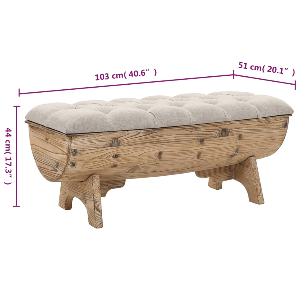 vidaXL Storage Bench 40.6" Solid Wood Fir