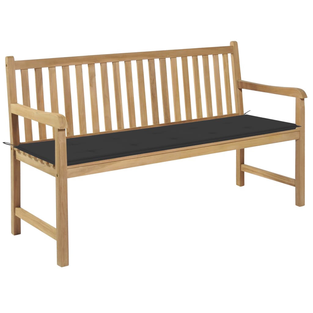 vidaXL Patio Bench with Anthracite Cushion 59.1" Solid Teak Wood