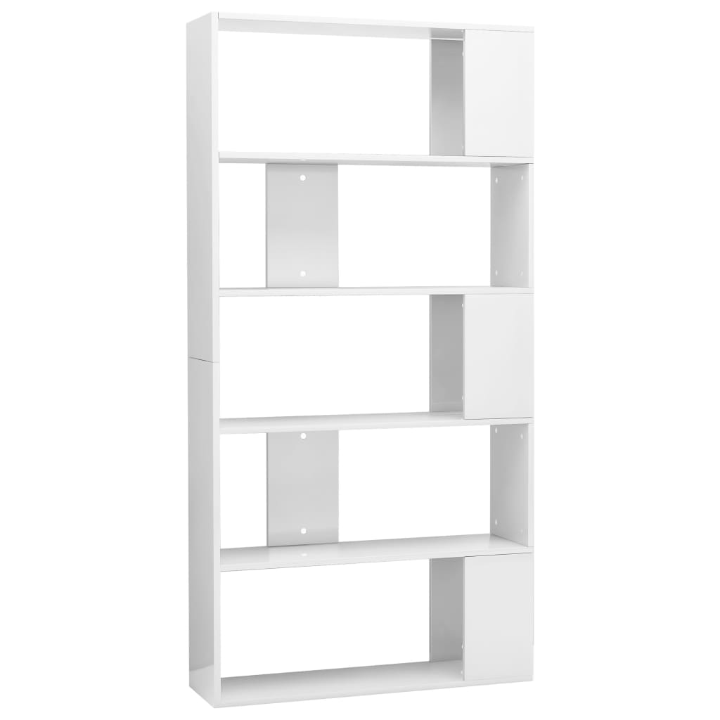 vidaXL Book Cabinet/Room Divider High Gloss White 31.5" x 9.4" x 62.6"
