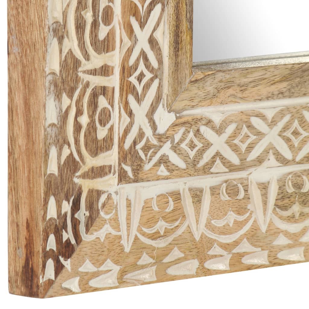 vidaXL Hand-Carved Mirror 19.7"x19.7"x1" Solid Mango Wood