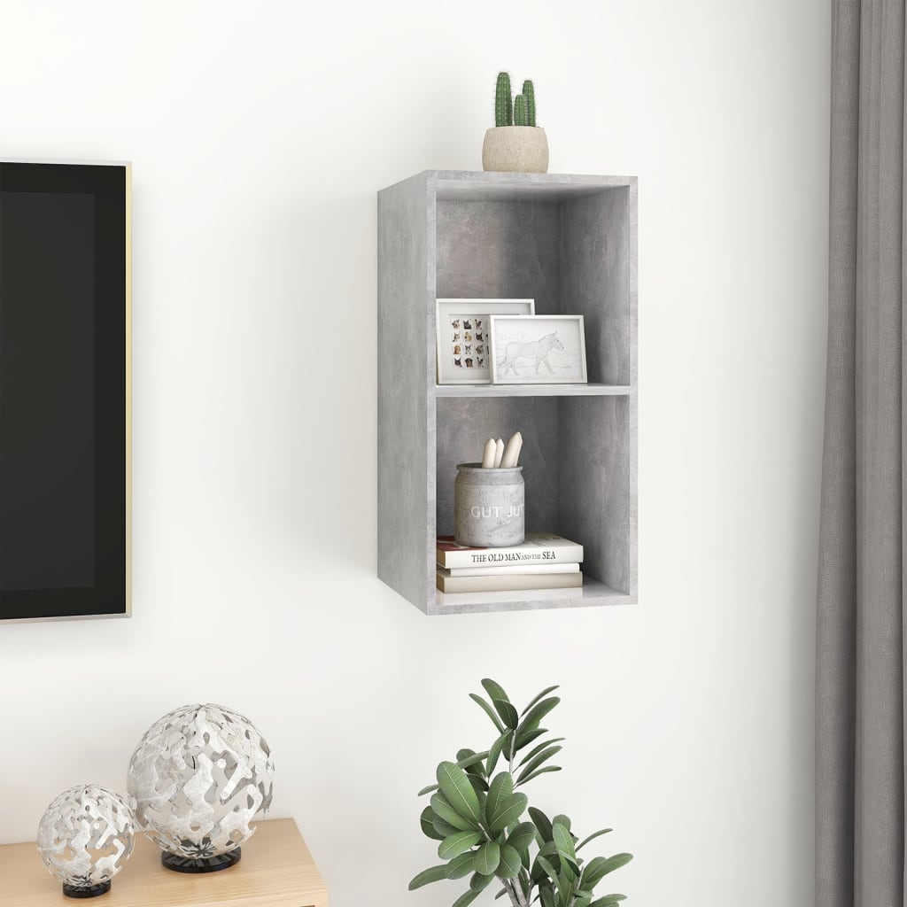 vidaXL Wall-mounted TV Stand Concrete Gray 14.6"x14.6"x28.3" Engineered Wood
