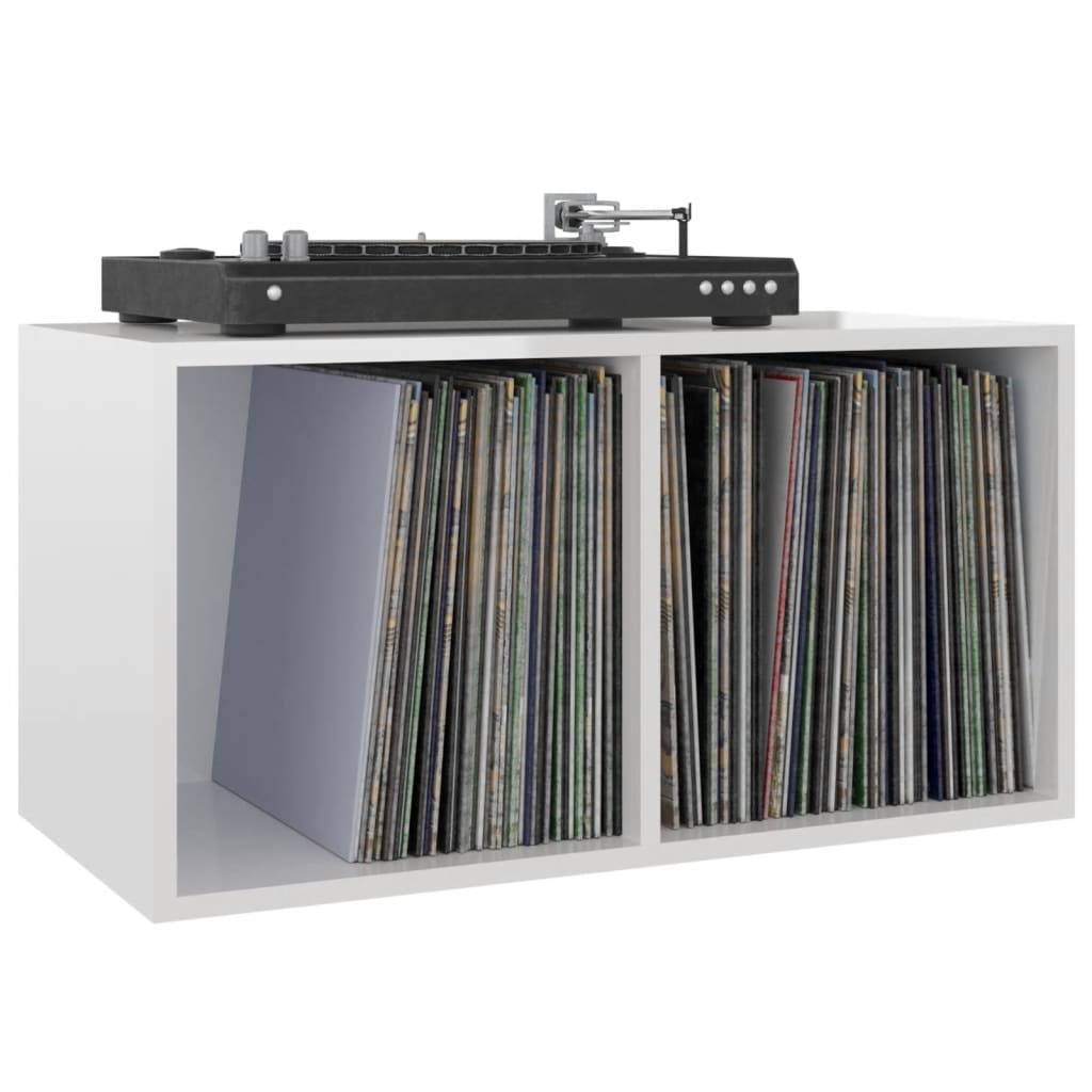 vidaXL Vinyl Storage Box High Gloss White 28"x13.4"x14.2" Engineered Wood