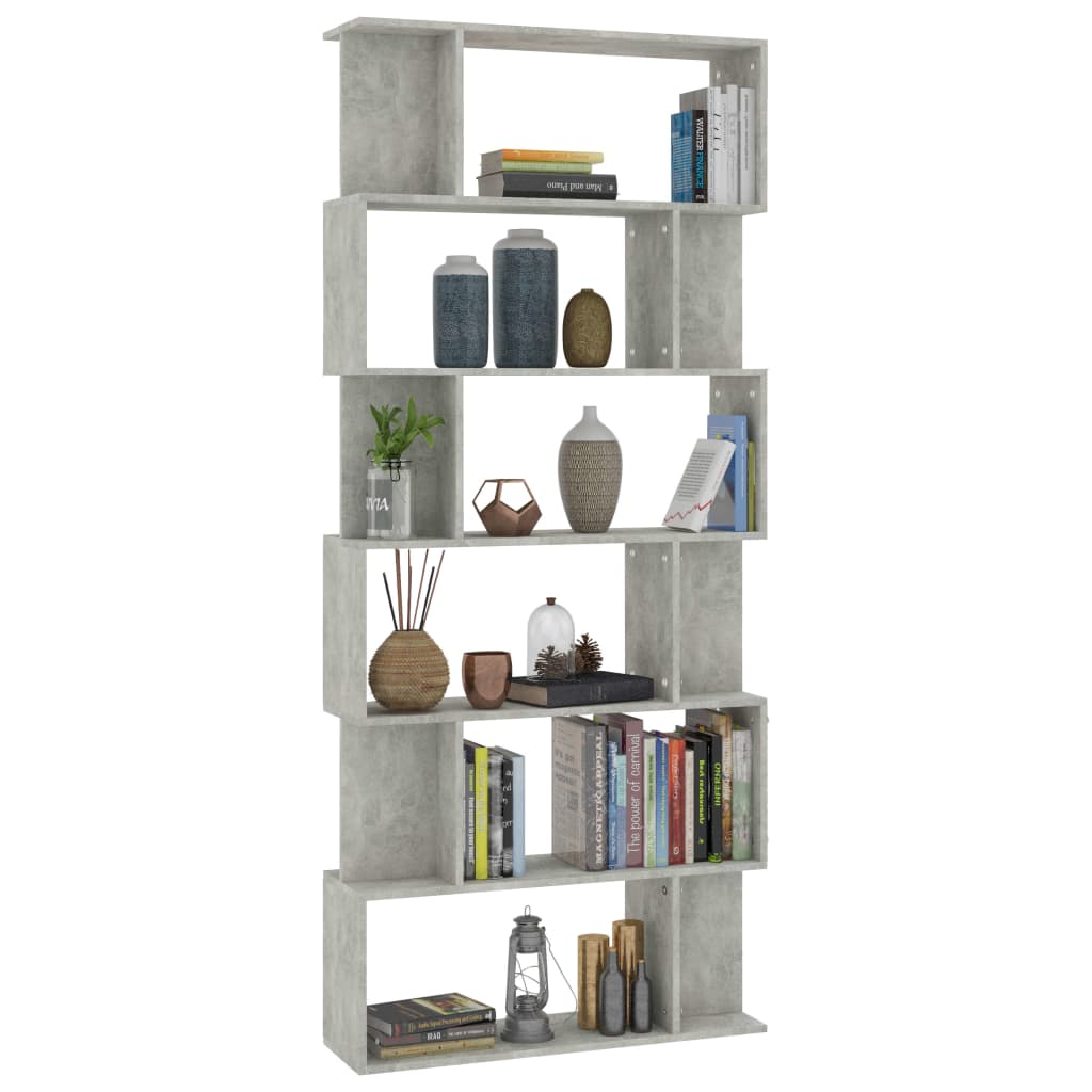 vidaXL Book Cabinet/Room Divider Concrete Gray 31.5"x9.4"x75.6" Engineered Wood
